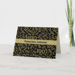 Carte 100e anniversaire Numéro Motif Or et noir