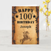 Carte 100e anniversaire Pays rustique Western Cowboy Hor (Fleur jaune)