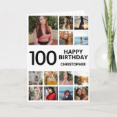 Carte 100e anniversaire Photo Collage 13 Photos Noir Bla (Devant)