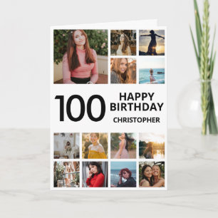 Carte 100e anniversaire Photo Collage 13 Photos Noir Bla