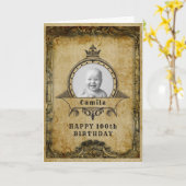 Carte 100e anniversaire Retro Vintage Monogramme photo A (Fleur jaune)