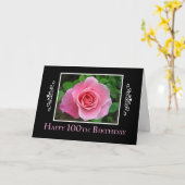 Carte 100e anniversaire Rose rose (Fleur jaune)