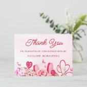 Carte 100e anniversaire rose rose Tourbillonnant Merci d (Debout devant)