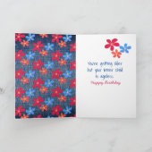 Carte 100e Anniversaire Stick Girl and Daisies On Denim (Intérieur)