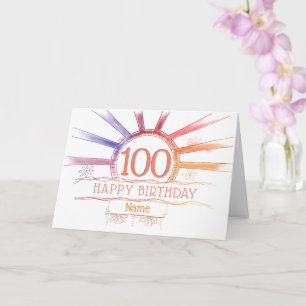 Carte 100e anniversaire tirage à la main de soleil multi