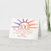 Carte 100e anniversaire tirage à la main de soleil multi (Devant)