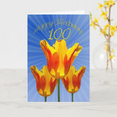 Carte 100e anniversaire, tulipes pleines de soleil (Fleur jaune)
