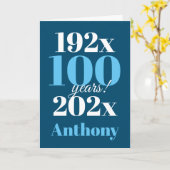 Carte 100e anniversaire Typographie bleue (Fleur jaune)