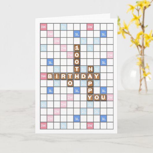 Carte 100e anniversaire, Word Game Board (Fleur jaune)