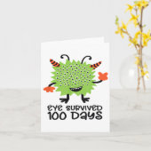 Carte 100e Jour De L'École Monster Garçons Enfants Oeil  (Fleur jaune)