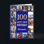 Carte 100e Joyeux Anniversaire Marine Blue Gold Photo Co<br><div class="desc">100e Joyeux Anniversaire Marine Blue and Gold Photo Collage Carte Anniversaire. Pour plus de personnalisation,  cliquez sur le bouton "Customiser" et utilisez notre outil de conception pour modifier ce modèle.</div>