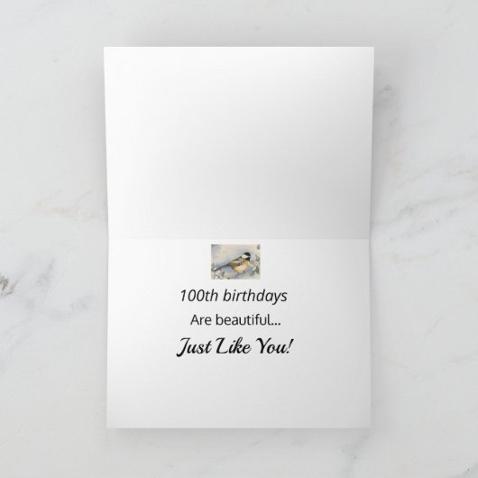 Carte 100ème Belle Année Charming Chickadee (Intérieur)