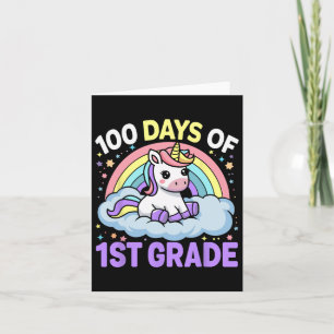 Carte 100ème Jours De 1ère Année Unicorne Filles 100 Jou
