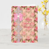 Carte 100th Anniversaire, cru avec la dentelle/fleurs (Fleur jaune)