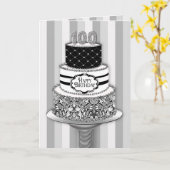 Carte 100th Anniversaire, gâteau noir/blanc de la rangée (Fleur jaune)