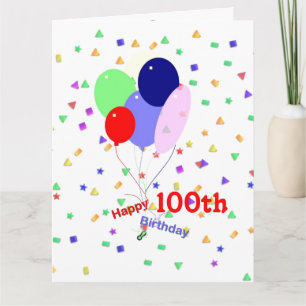 Carte 100th ballons colorés d'anniversaire