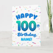 Carte 100th Balloon Number Custom Name Birthday Card (Devant)