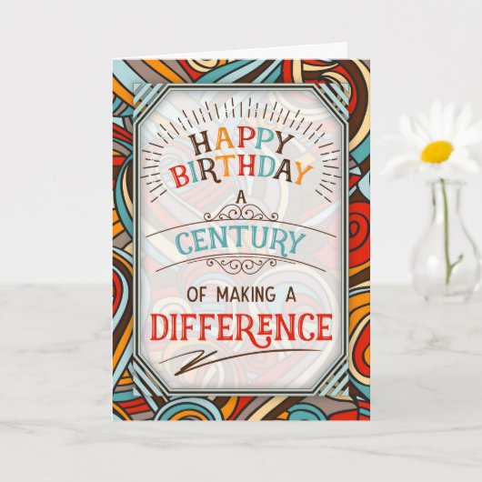 Carte 100th Birthday A Century of Making a Difference (Petite plante)