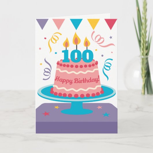 Carte 100th Birthday Cake : Personnalisable! (Devant)