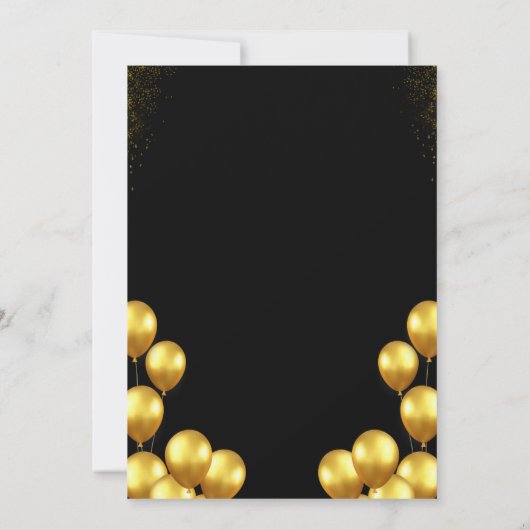 Carte 100th Birthday Card Black and Gold Balloons (Dos)