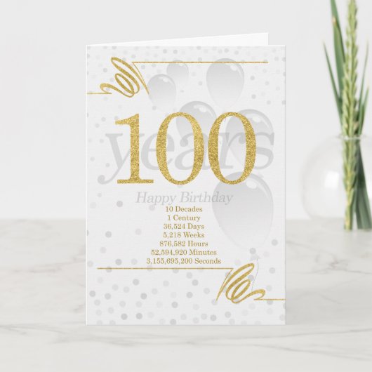 Carte 100th Birthday in Days Weeks Minutes with Name (Devant)