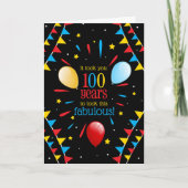 Carte 100th Birthday Looking Fabulous Flags and Balloons (Devant)