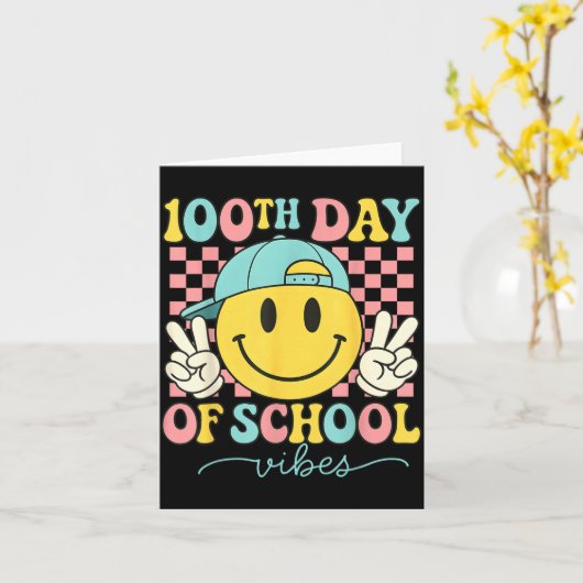 Carte 100th Day Of School Vibes 100 Days Teacher Boy Gir (Fleur jaune)