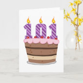 Carte 101 ans sur le gâteau d'anniversaire (Fleur jaune)