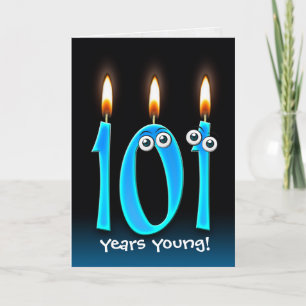 Carte 101e anniversaire bougies sur noir