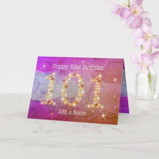 Carte 101e anniversaire - Nombre d'étoiles - âge pourpre (Orchidée)