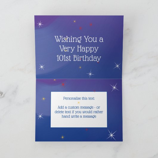 Carte 101e anniversaire - Nombre d'étoiles - Bleu - 101  (Intérieur)