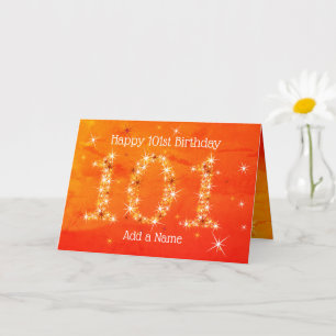 Carte 101e anniversaire - Nombres d'étoiles - âge rouge/