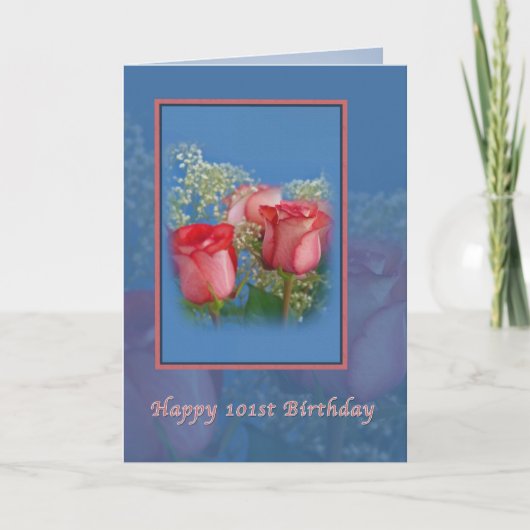 Carte 101st Anniversaire, roses religieux et rouges (Devant)
