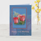 Carte 101st Anniversaire, roses religieux et rouges (Fleur jaune)