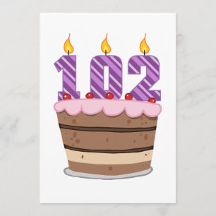 Carte 102 ans sur le gâteau d'anniversaire