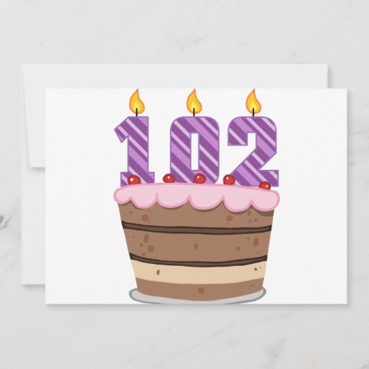 Carte 102 ans sur le gâteau d'anniversaire (Devant)