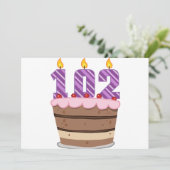 Carte 102 ans sur le gâteau d'anniversaire (Debout devant)