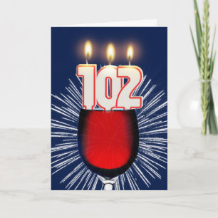 Carte 102e anniversaire avec vin et bougies