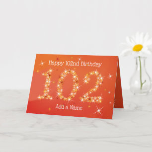 Carte 102e anniversaire - Nombre d'étoiles - Rouge - 102
