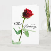 Carte 102nd Rose rouge d'anniversaire (Devant)
