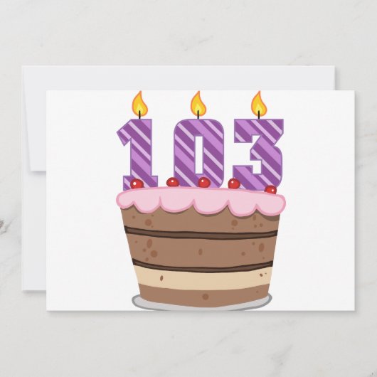 Carte 103 ans sur le gâteau d'anniversaire (Devant)