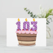Carte 103 ans sur le gâteau d'anniversaire (Debout devant)