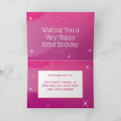 Carte 103e Anniversaire - Nombres en forme d'étoile - Ro (Intérieur)