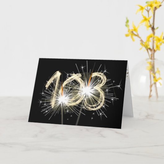 Carte 103e anniversaire Sparklers en noir (Fleur jaune)