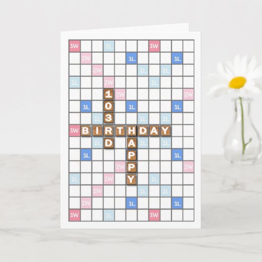 Carte 103e anniversaire, Word Game Board (Petite plante)