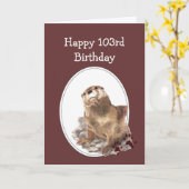 Carte 103e Humour d'anniversaire avec une loutre d'aquar (Fleur jaune)