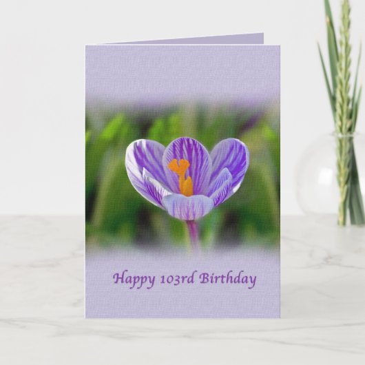 Carte 103rd Anniversaire, religieux, fleur de crocus (Devant)