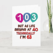 Carte 103rd conceptions d'anniversaire d'année (Devant)