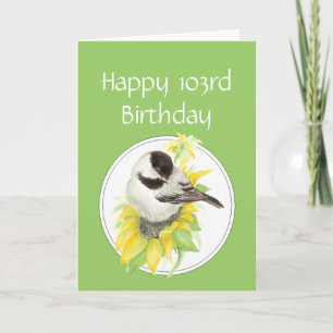 Carte 103rd oiseau heureux de tournesol de Chickadee
