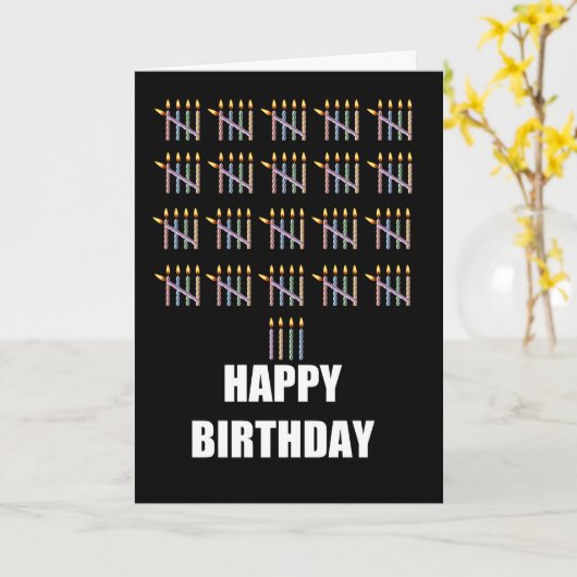 Carte 104e anniversaire avec bougies (Fleur jaune)